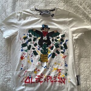 Philipp Plein White Graphic Tee with Colorful Design